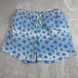 Chubbies Weekend Men's Blue Palm Tree Print Mesh Lined Swim Shorts Size Large